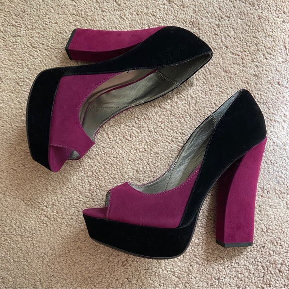 *SALE* Velvet Platform Heels Qupid - Picture 2 of 9